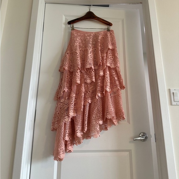 Farm Rio Light Pink Guipure Layered Maxi Skirt - Picture 6 of 9